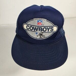 Vintage Drew Pearson Dallas Cowboys NFL Trucker Hat Navy Blue Snapback Mesh Cap